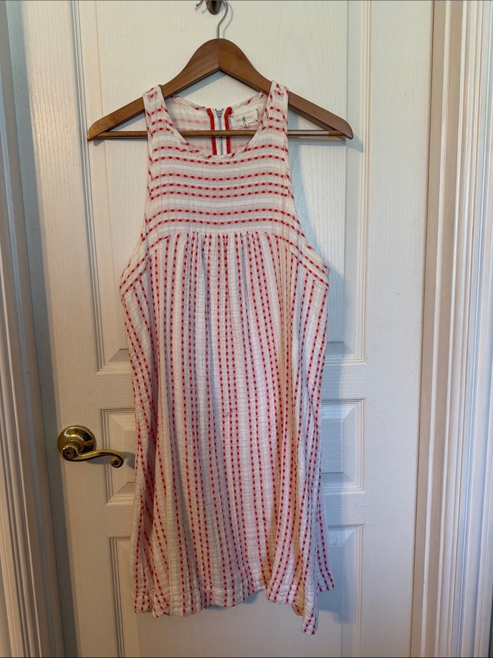 Lou & Grey White Dress with Coral Stripe Pattern